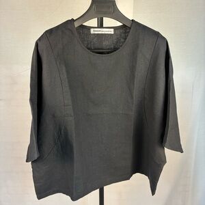 Simpson Handmade Boxy 100% Linen Top in Black OS